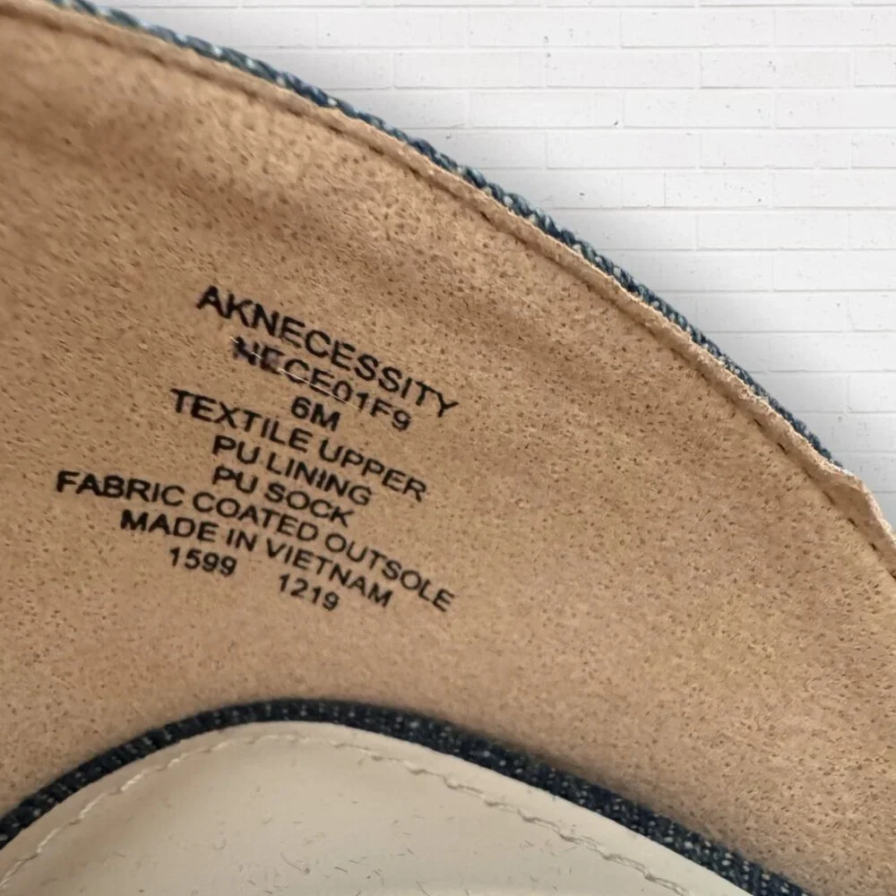 ANN KLEIN Necessity Blue Denim Round Cork Heels Shoes Women's 6 - Picture 2 of 8